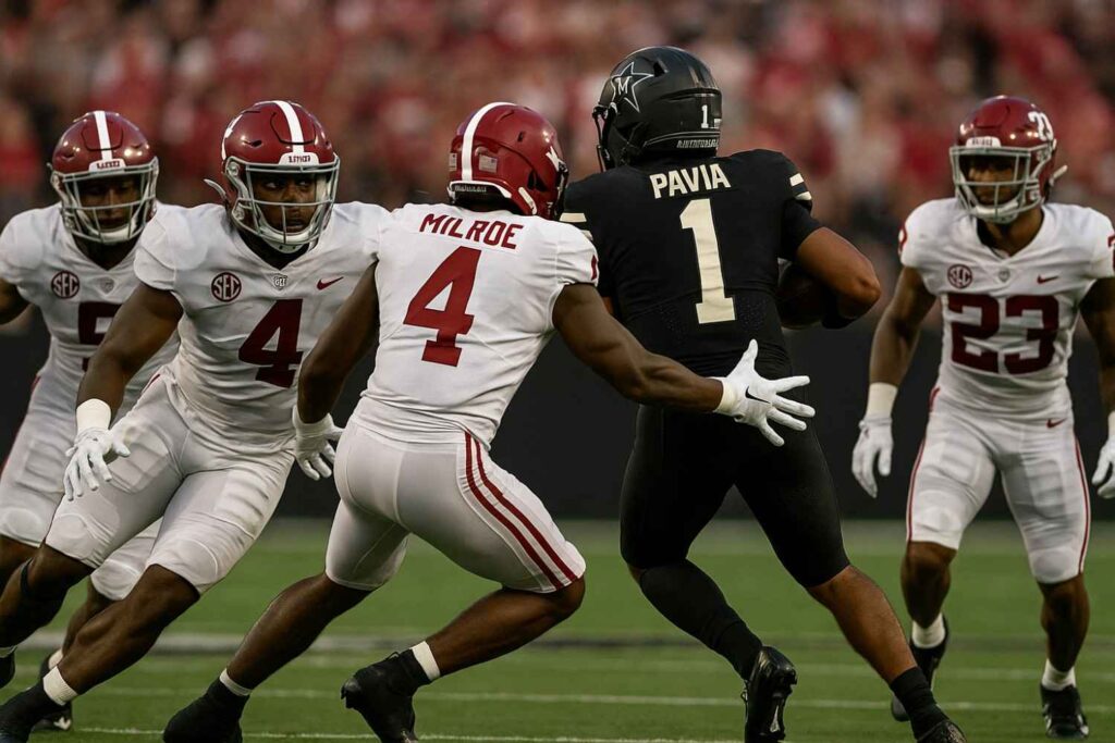 alabama crimson tide football vs vanderbilt football match player stats