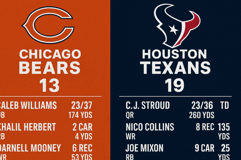 chicago bears vs houston texans match player stats