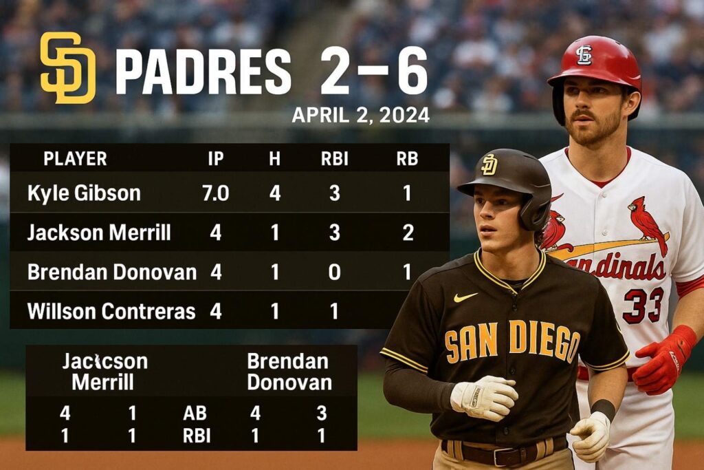 padres vs st louis cardinals match player stats