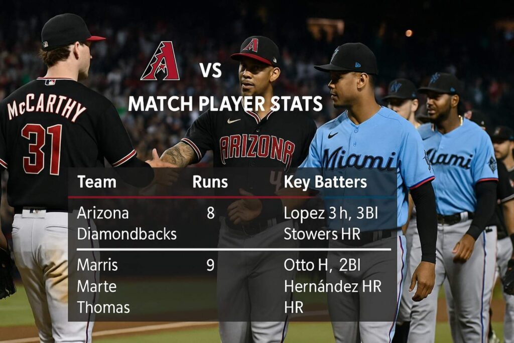 arizona diamondbacks vs miami marlins match player stats